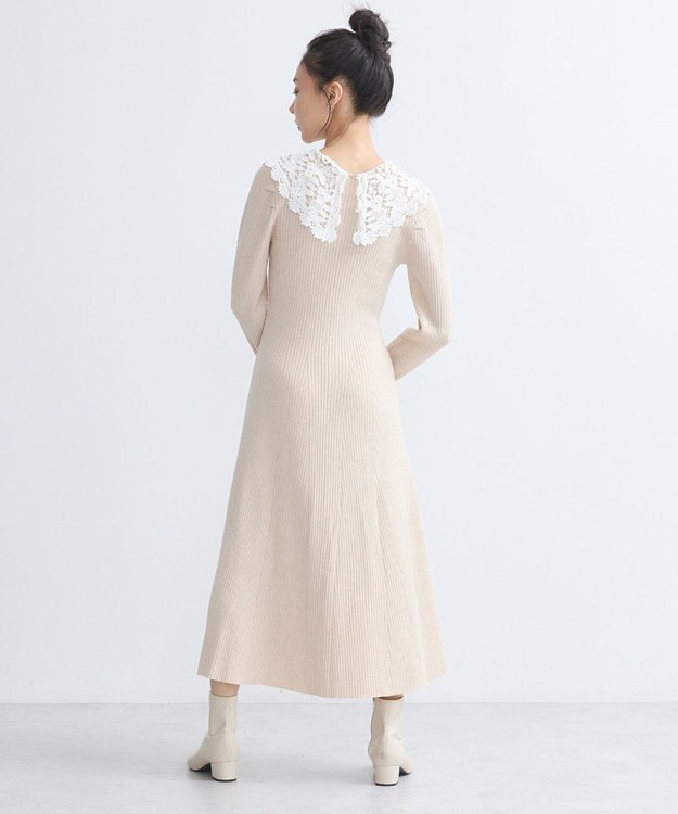 earth music&ecology 襟レースニットワンピース Ivory