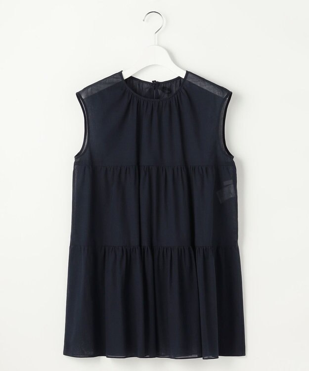 自由区 S ノースリーブコットン ブラウス ネイビー