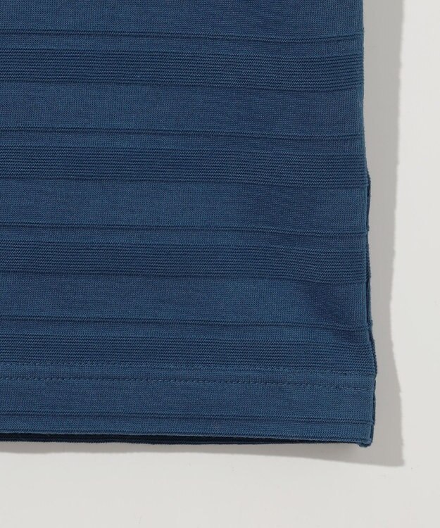 JOSEPH ABBOUD クールビズ【オーガニックコットン使用・日本素材】リンクスボーダー ポロシャツ ダルブルー系