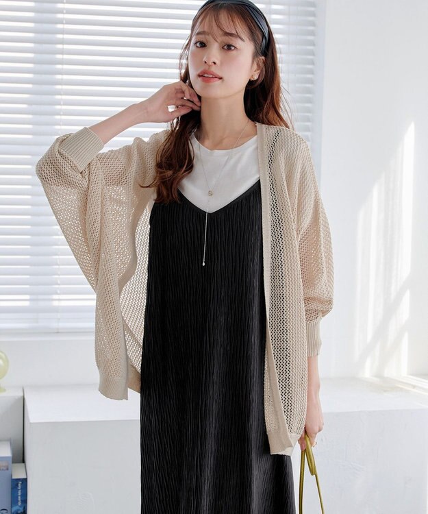 Tiaclasse 【2点セット・洗える】変形プリーツキャミワンピース＆Tシャツ ブラック