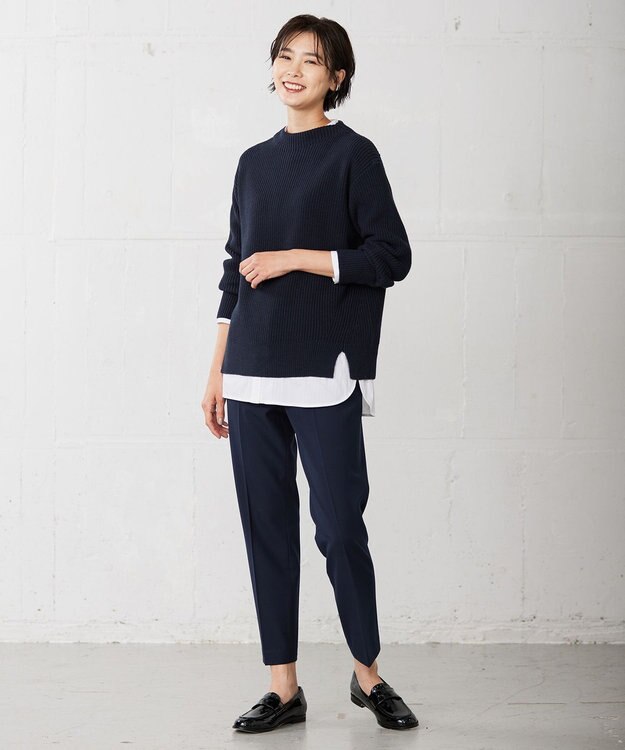 J.PRESS LADIES 【洗える】2way thermoサキソニー テーパード パンツ ネイビー系