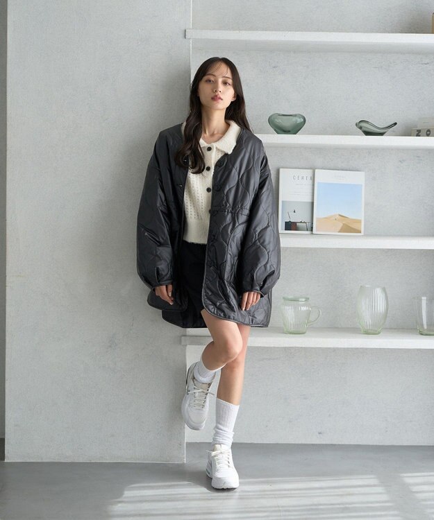 earth music&ecology キルティングハーフコート Black