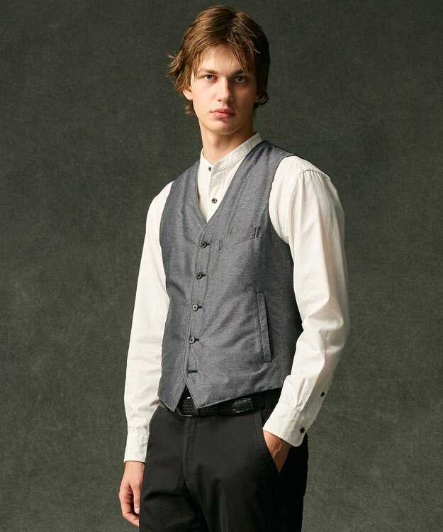 JOSEPH ABBOUD 【軽量/ダウンの吹き出しを防ぐキルトレスダウン】ADSインターレース ダウンベスト グレー系