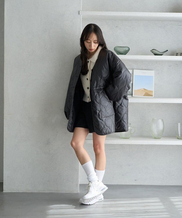 earth music&ecology キルティングハーフコート Black