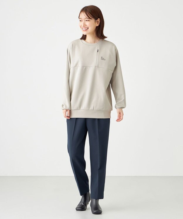 SHARE PARK LADIES 【洗える】ダブルクロスストレッチパンツ ネイビー