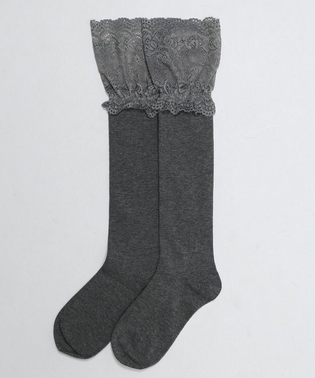 WEGO レース切替ハイソックス グレー