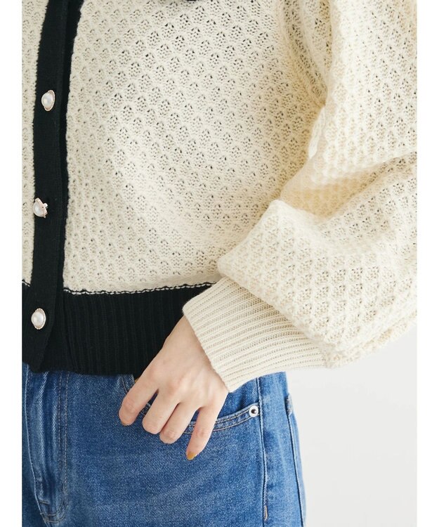 Green Parks ・Ｐｅｔｉｔ　Ｆｌｅｕｒ　ビッグカラーニットカーデ Ivory