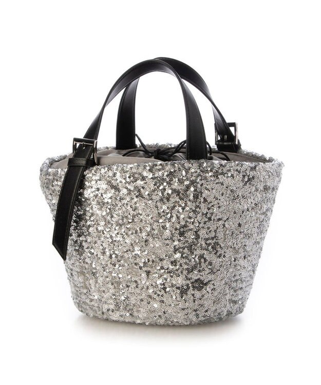 UNBILLION カシュカシュ cachecache / スパンコールかごトートバッグ シルバー