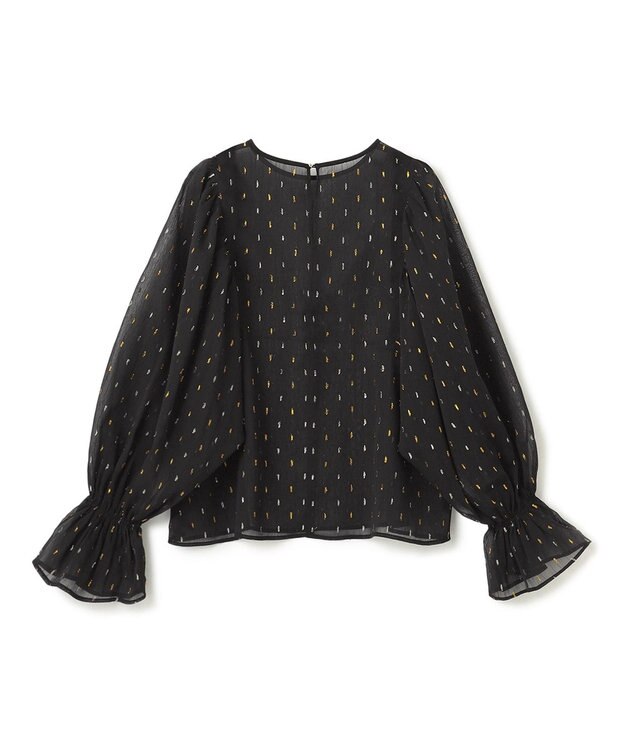 UNFILO ラメリンクルシフォン ブラウス ブラック