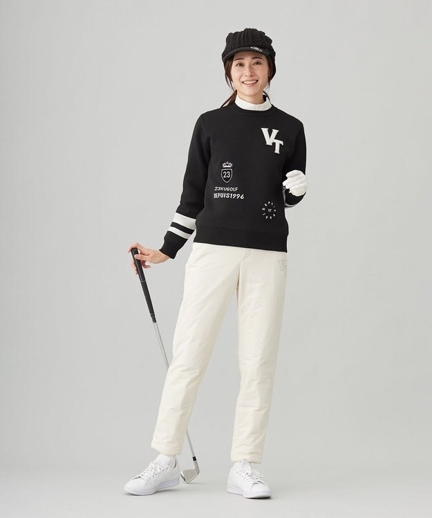 23区GOLF 【WOMEN】【ウォッシャブル】グラフィックダブルジャガードニット ブラック系