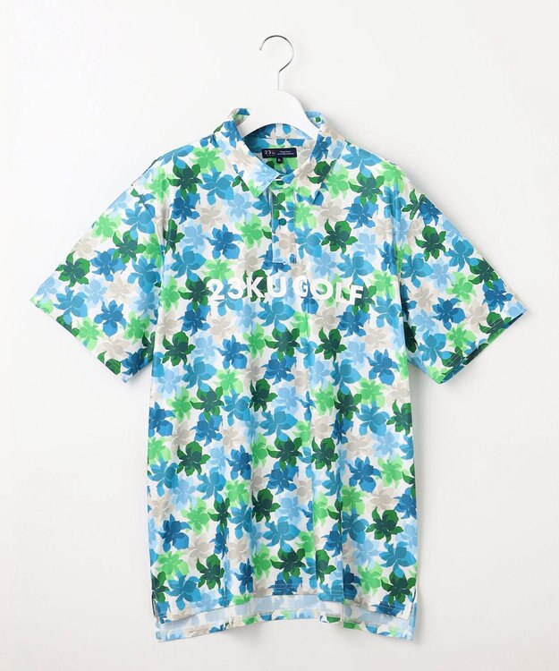 23区GOLF 【MEN】【キングサイズ/UVカット】草花柄プリントポロシャツ パイングリーン系5