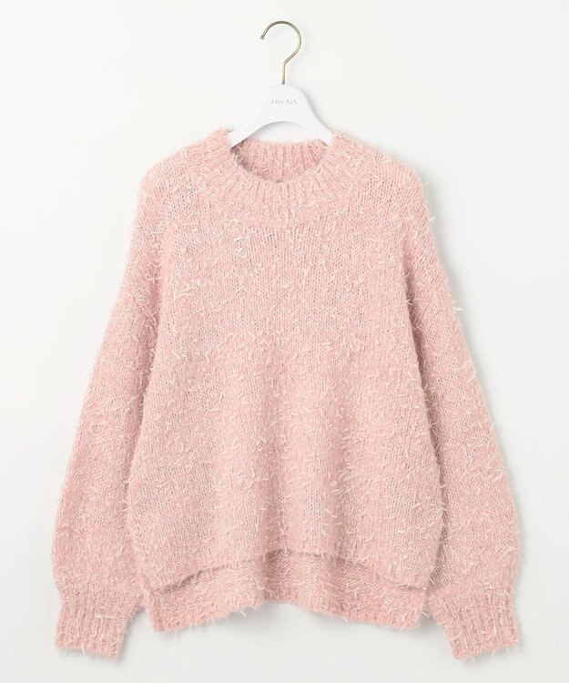 ANY SIS 【洗える】リボンヤーンミックス ニット ピンク