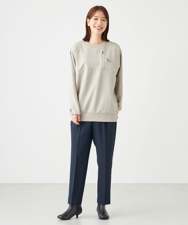 SHARE PARK LADIES 【洗える】ダブルクロスストレッチパンツ ネイビー