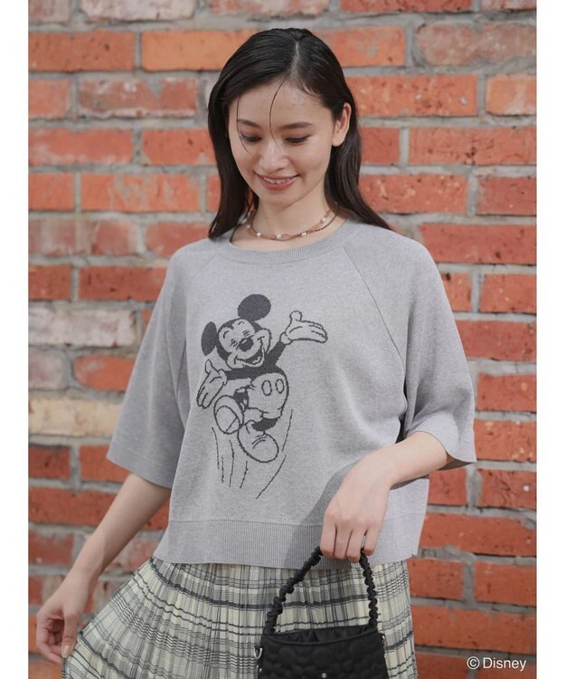Green Parks ミッキーフレンド／五分袖ジャガードプルオーバー Gray Mixture