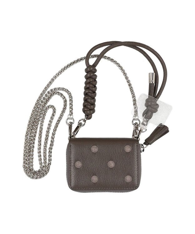 UNBILLION ペルケ perche / ドット刺繍ジャバラチャームウォレットショルダー ダークグレー