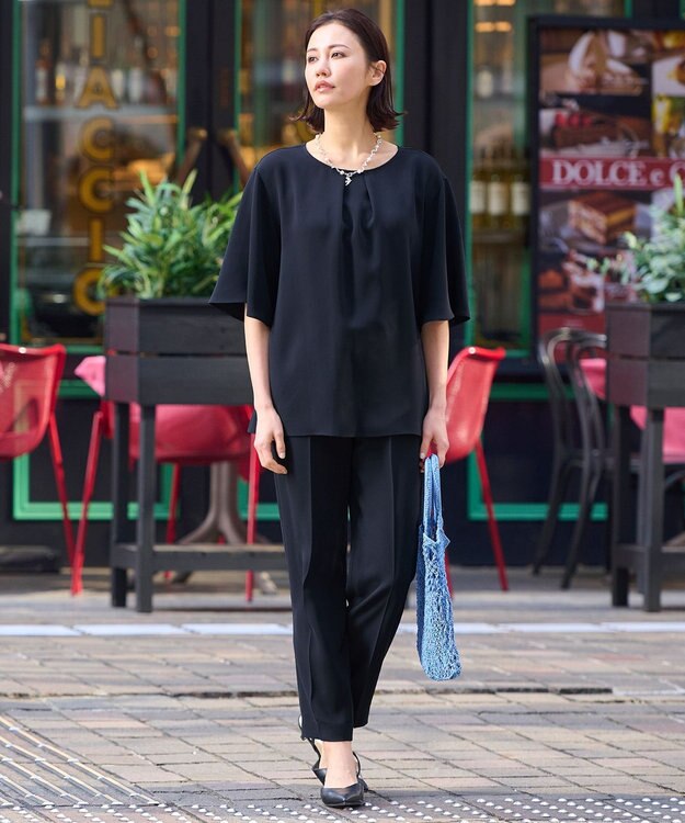 自由区 【XSサイズ～/洗える/セット可】ダブルクロス テーパードパンツ ネイビー系