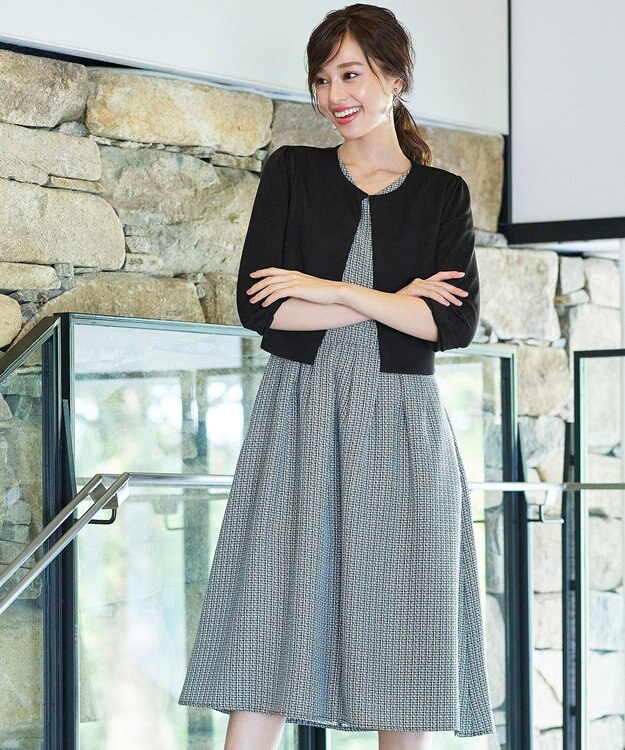 Tiaclasse L 【洗える】袖口リボンカットソーボレロカーディガン ブラック