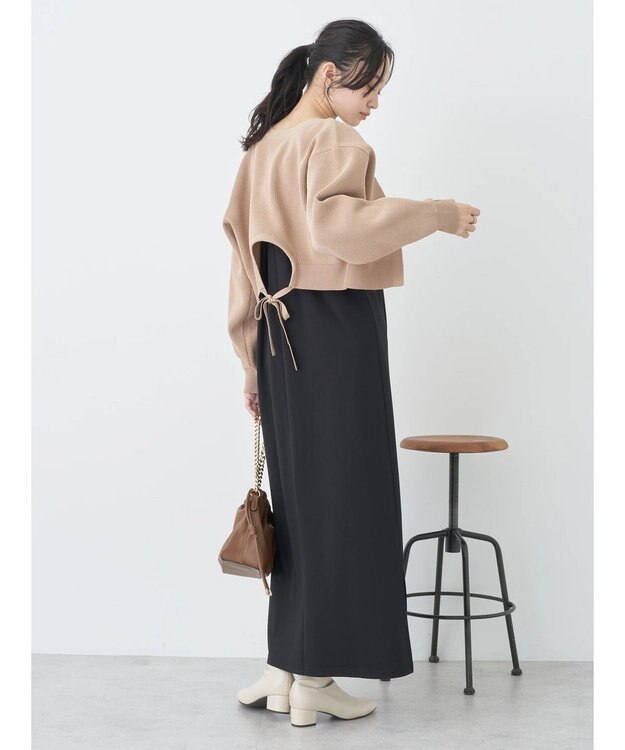 earth music&ecology バックリボンボレロ Beige