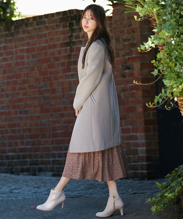 ANY SIS ノーカラー コート グレージュ