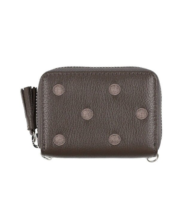 UNBILLION ペルケ perche / ドット刺繍ジャバラチャームウォレットショルダー ダークグレー