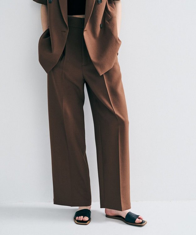 uncrave ウォッシャブルドライサップ ワイドパンツ（サスペンダー付き） キャメル