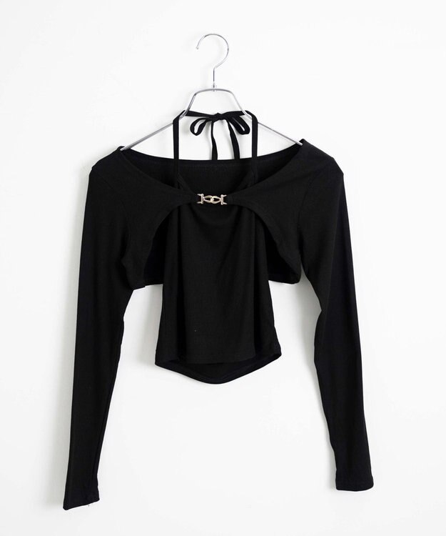 WEGO 【２点セット】カーデ付きアンサンブル ブラック