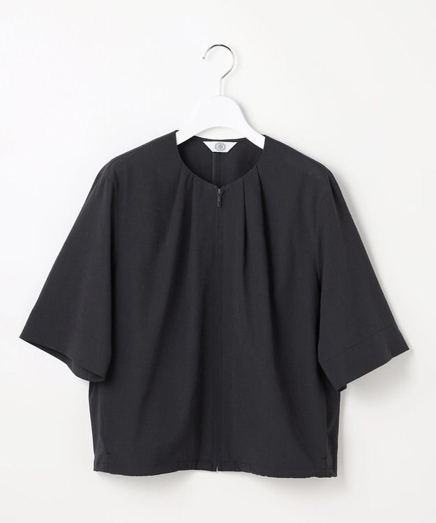 J.PRESS LADIES L 【季節の変わり目に】アキハ BREEZE COOL ノーカラー ブルゾン スレート系
