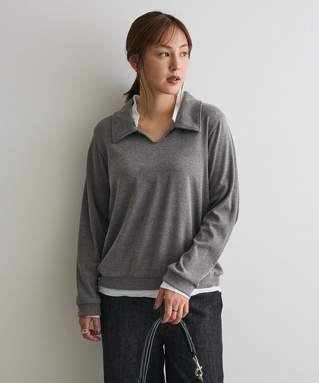 CRAFT STANDARD BOUTIQUE レイヤード風プルオーバー Charcoal Gray