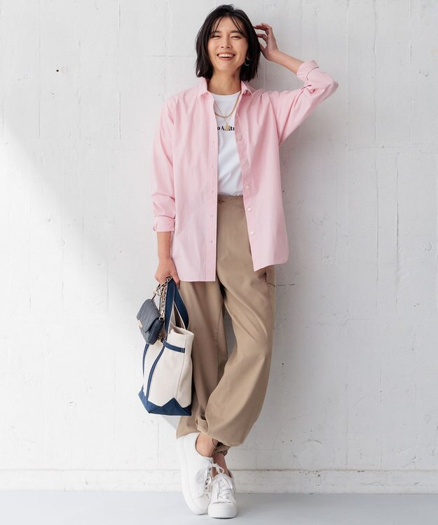 23区 【Oggi4月号掲載/洗える】CANCLINI ベーシック シャツ ピンクストライプ