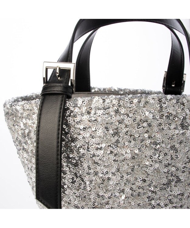 UNBILLION カシュカシュ cachecache / スパンコールかごトートバッグ シルバー