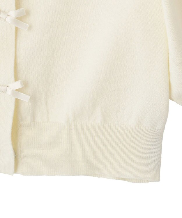 Maison de FLEUR ローズニット半袖カーディガン Ivory