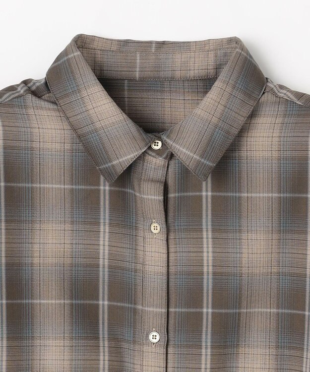 ANY L オンブレーチェックオーバーシャツ ブラウン系