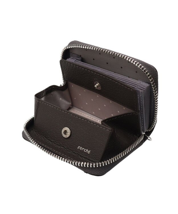 UNBILLION ペルケ perche / ドット刺繍ジャバラチャームウォレットショルダー ダークグレー