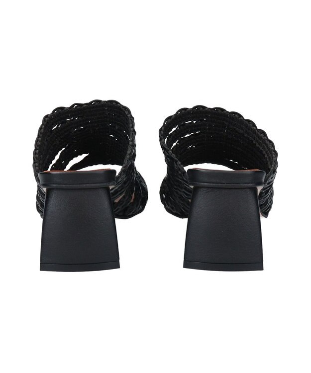 INTER-CHAUSSURES 【ANGEL ALARCON】チャンキーヒールラフィアサンダル ブラック雑材