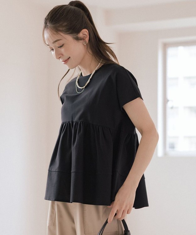 組曲 S ツイルジャージーティアード カットソー ブラック系