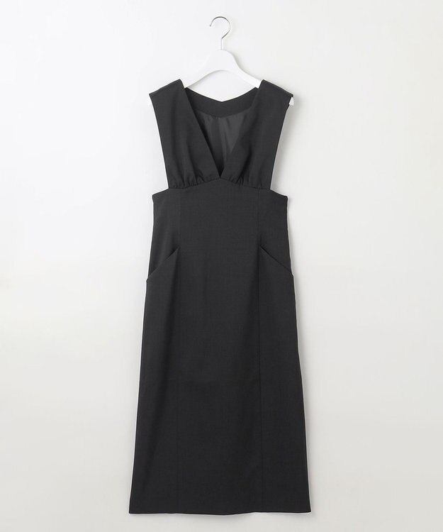 Feroux 【洗える】美シルエット ジャンパースカート ブラック系