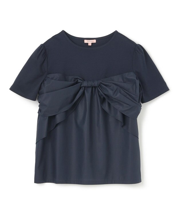 TOCCA 【洗える】PRESENT RIBBON Tシャツ ネイビー系