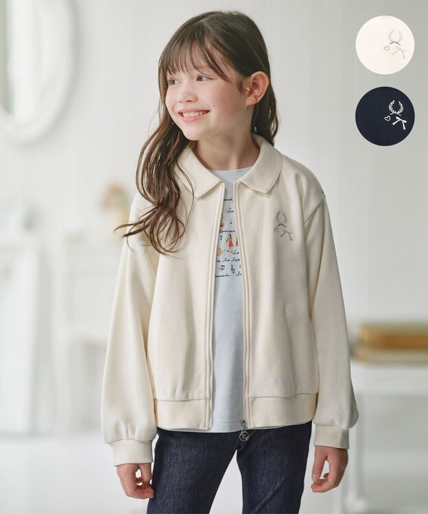 組曲 KIDS 【110-140㎝】ラウンドカラージップアップパーカー バニラ