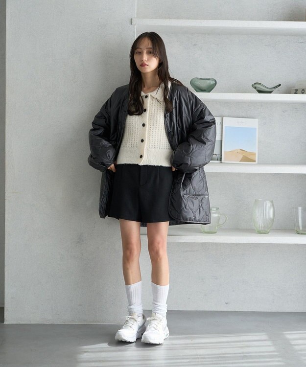 earth music&ecology キルティングハーフコート Black