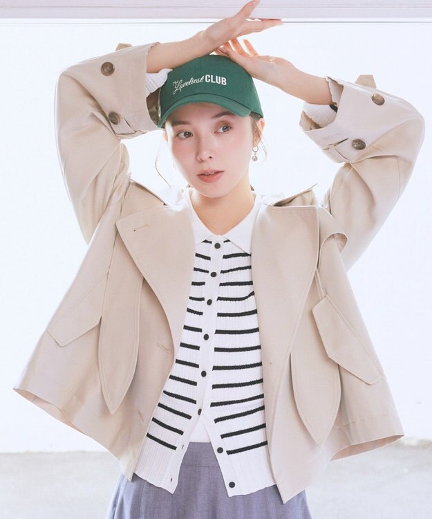 earth music&ecology 2WAYフードショートフレアトレンチ Beige