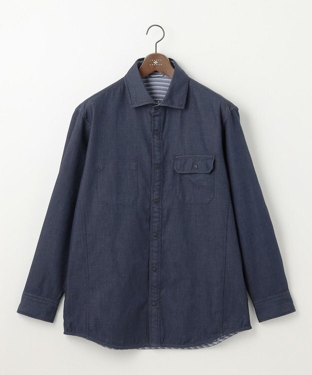 JOSEPH ABBOUD 【キングサイズ・2WAY・25AW】リバーシブルシャツ ネイビー系