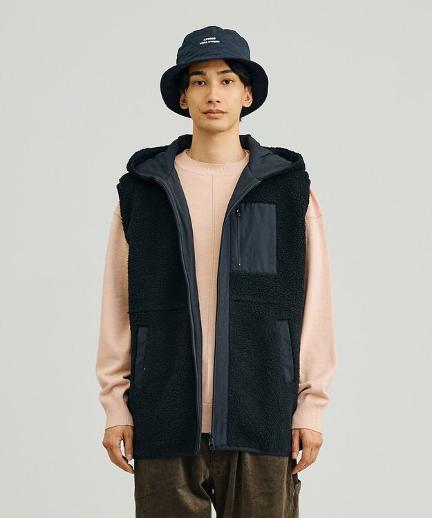 J.PRESS YORK STREET 【UNISEX】リバーシブル ボアベスト ブラック系