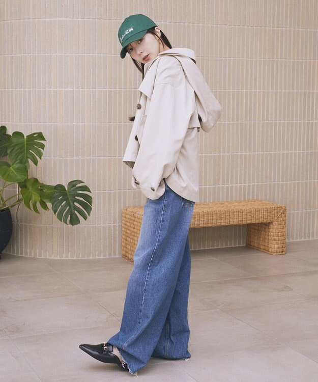 earth music&ecology 2WAYフードショートフレアトレンチ Beige