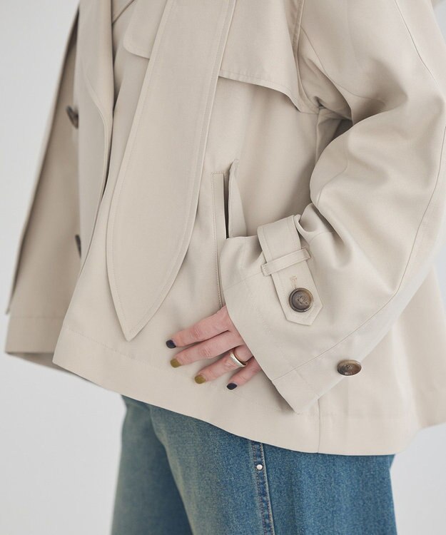 earth music&ecology 2WAYフードショートフレアトレンチ Beige