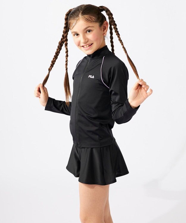 OP／FILA 【FILA】男女兼用ベーシックラッシュガード ブラック×パープル