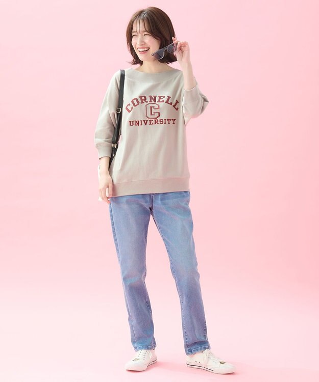 ANY カレッジコラボトレーナー エクリュ×レッド刺繡(CORNELL)