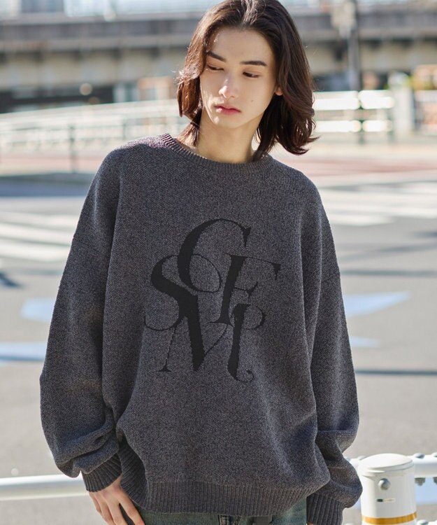 WEGO 【ユニセックス着用ITEM】ベロアモールグラフィックプルオーバー スミクロ