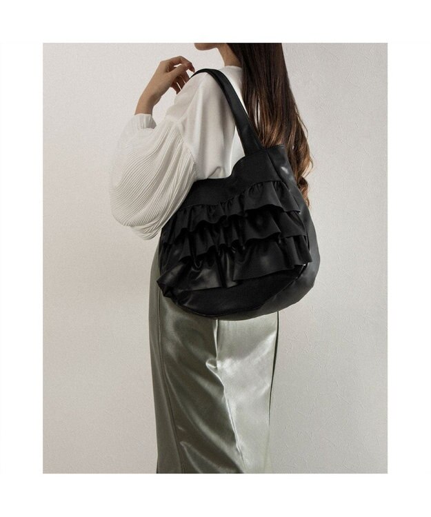 UNBILLION カシュカシュ cachecache / フリルトートバッグ ブラック
