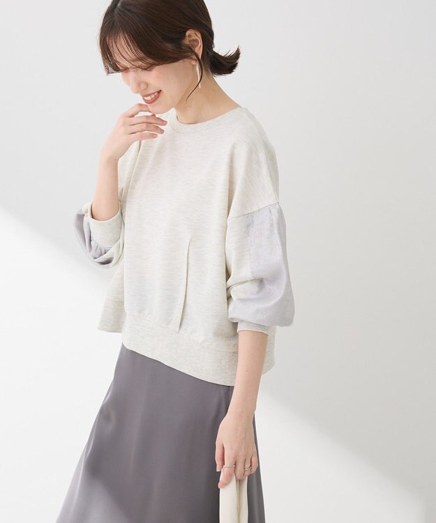 Green Parks 箔プリントドッキング裏毛プルオーバー Oatmeal