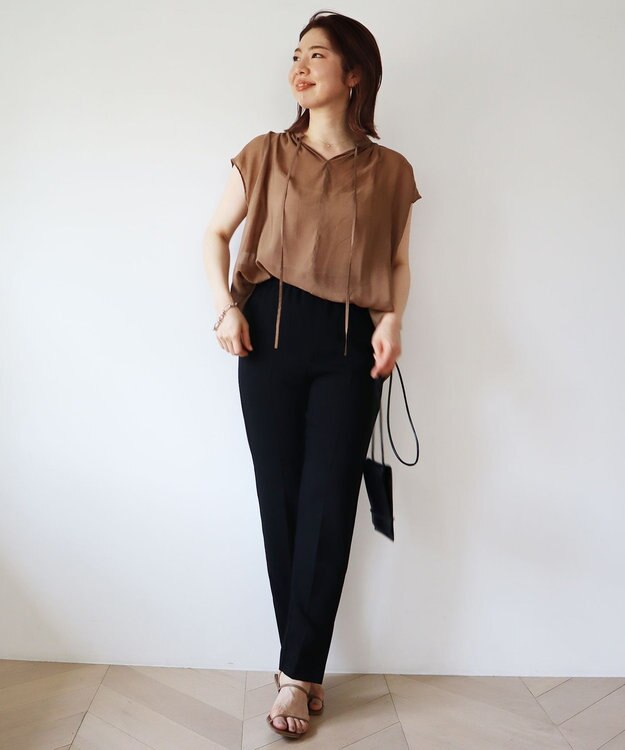 UNFILO 【撥水】ヴィンテージ レーヨン ブラウス キャメル系